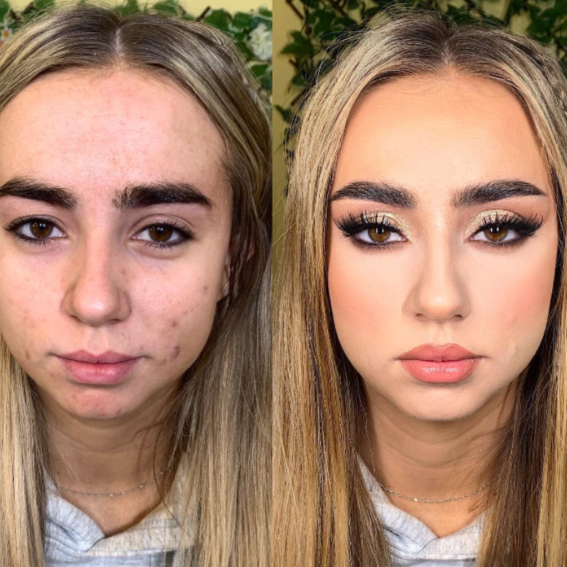 Image of before and after makeup by Gia MUA