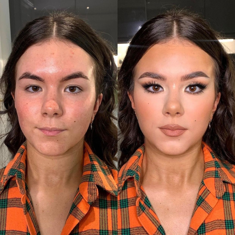 Image of before and after makeup by Gia MUA